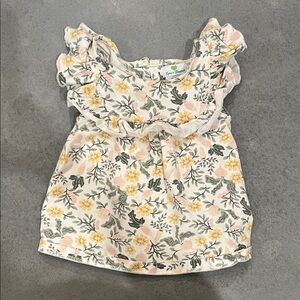 Floral Ruffle Baby Tank Top in Cream, Yellow & Pink (18 months)